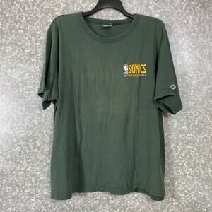 Vintage Seattle Sonics Champion Embroidered Green T-Shirt - Size XXL - Retro NBA